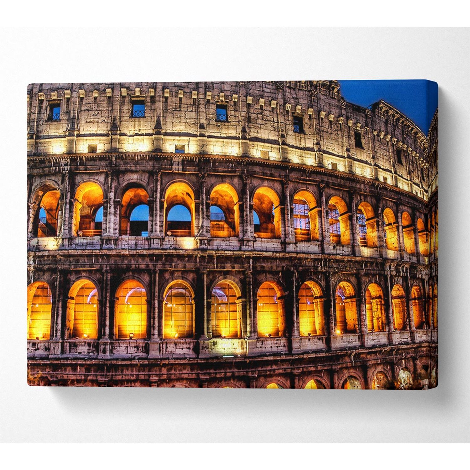 Wallart-Direct - Colosseum Night Lights Canvas Print Wall Art - Yellow / 101.6cm thumbnail