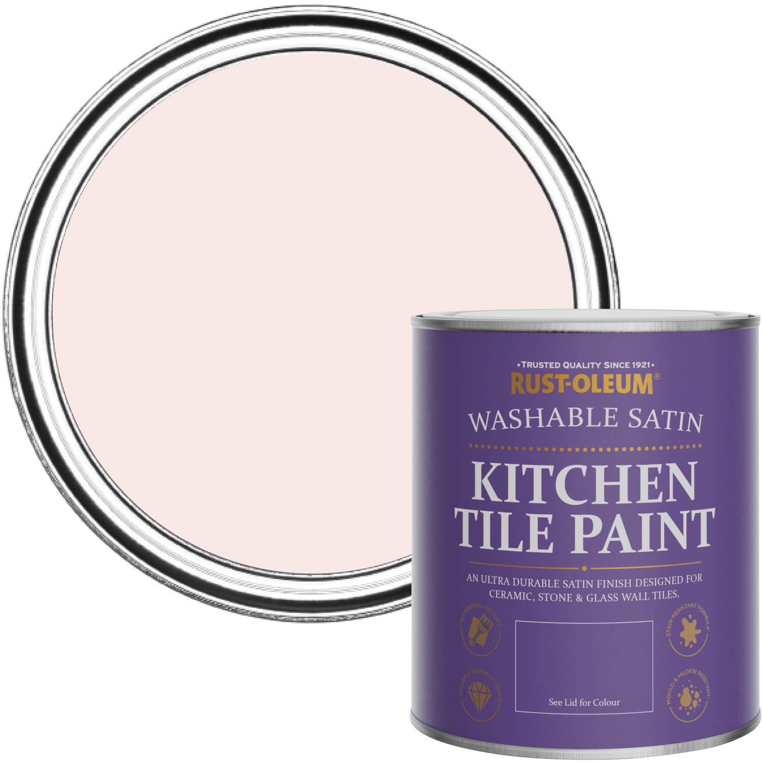Rust-Oleum Kitchen Tile Paint Satin Finish - China Rose 750Ml - China Rose