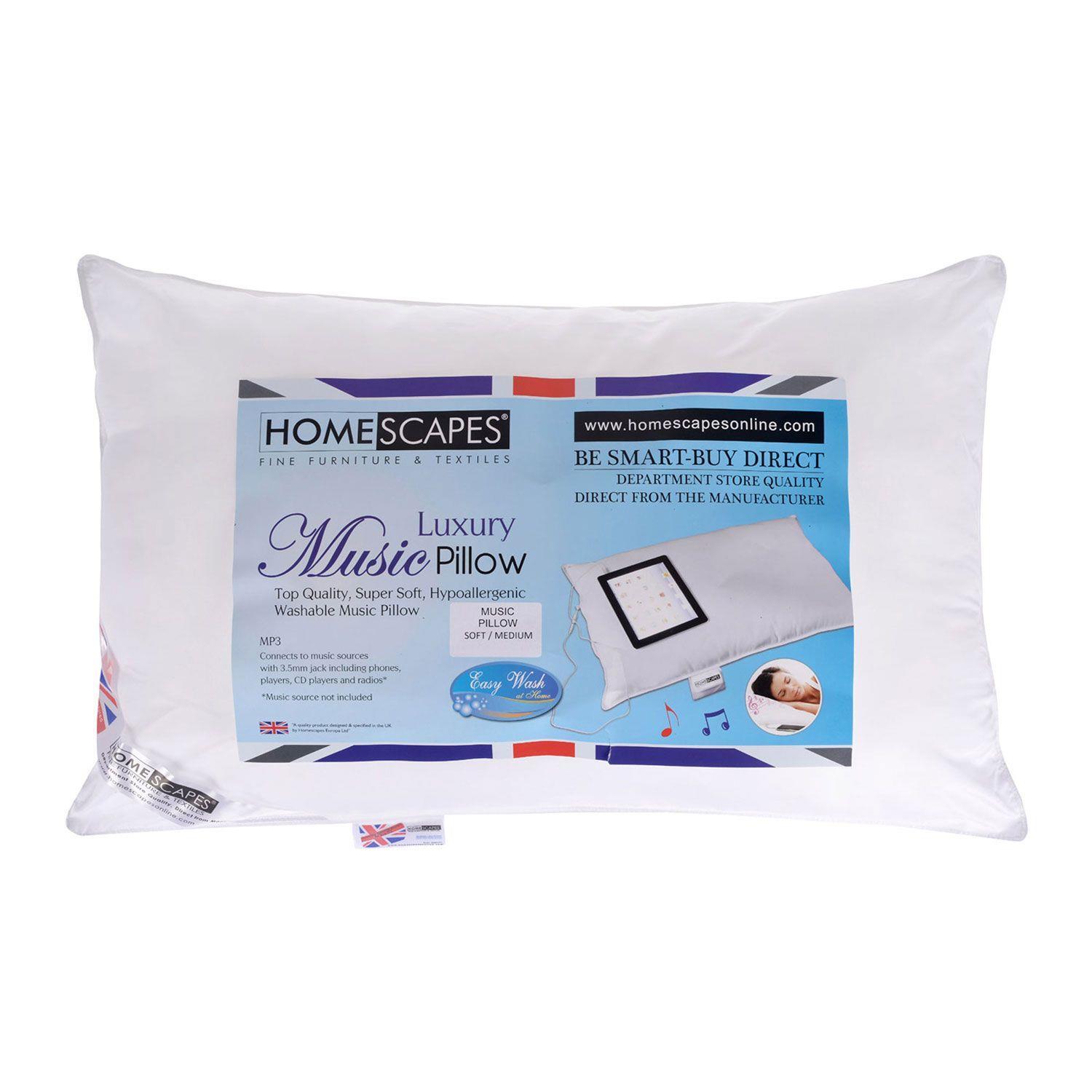 Homescapes Super Microfibre Music Pillow with Speakers - Soft/Medium in White