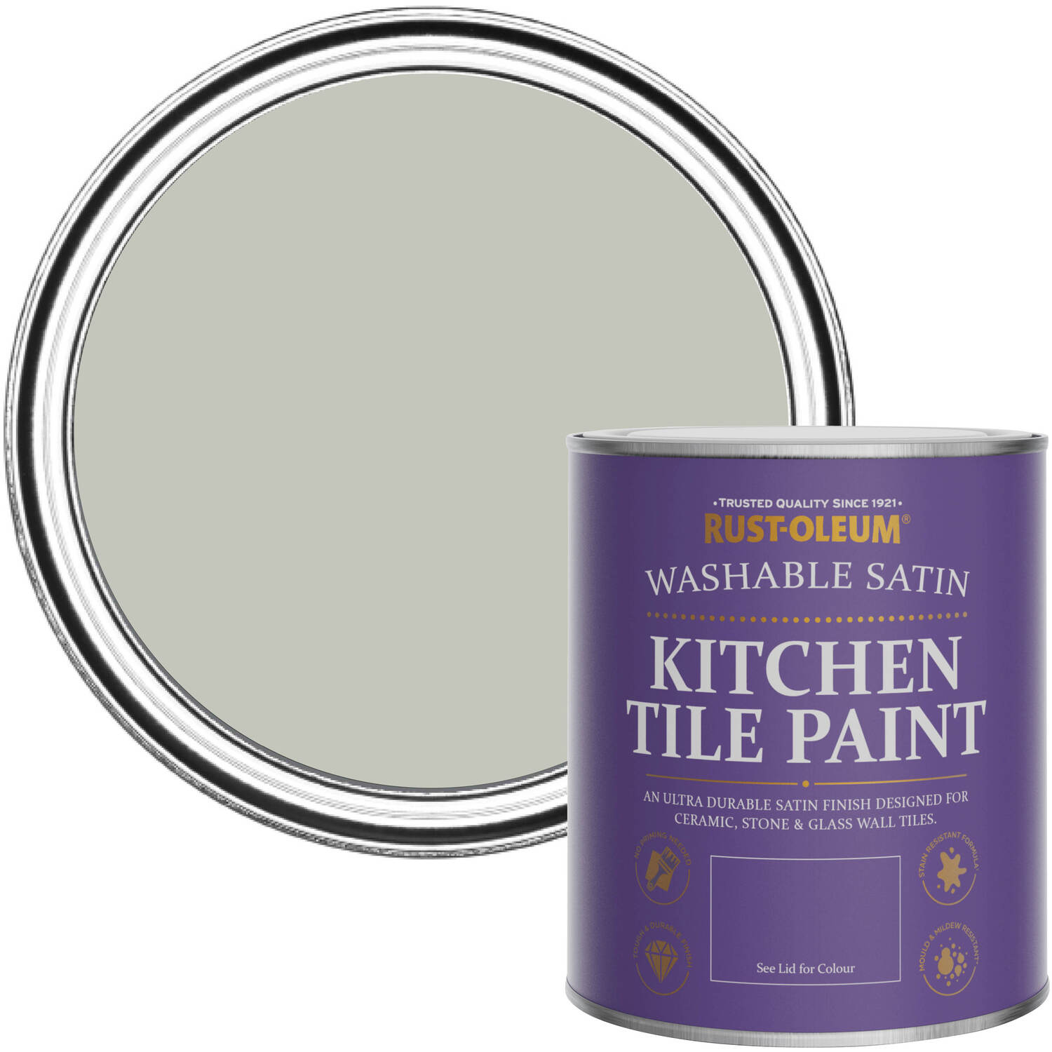 Rust-Oleum Kitchen Tile Paint Satin Finish - Tyne Fog 750ml - Tyne Fog