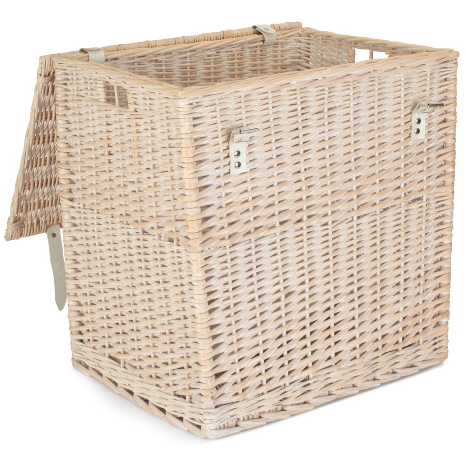 Red Hamper White Wash Vintner Storage Wicker Picnic Basket - White / 85100L
