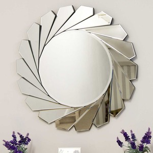 All Glass Stylised Aperture Round Wall Mirror