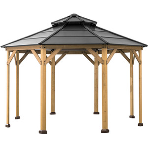 Sand Black / 395.7cm Cedar Wood Framed Gazebo shot 2957700