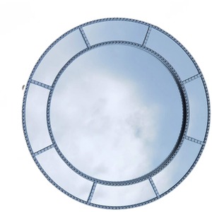 Round Shape Window Style Wall Mirror Luxurious Silver