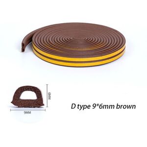 10m Rubber Seal Draught Excluder Sticky Tape Foam WeatherStrip Door Window Brown