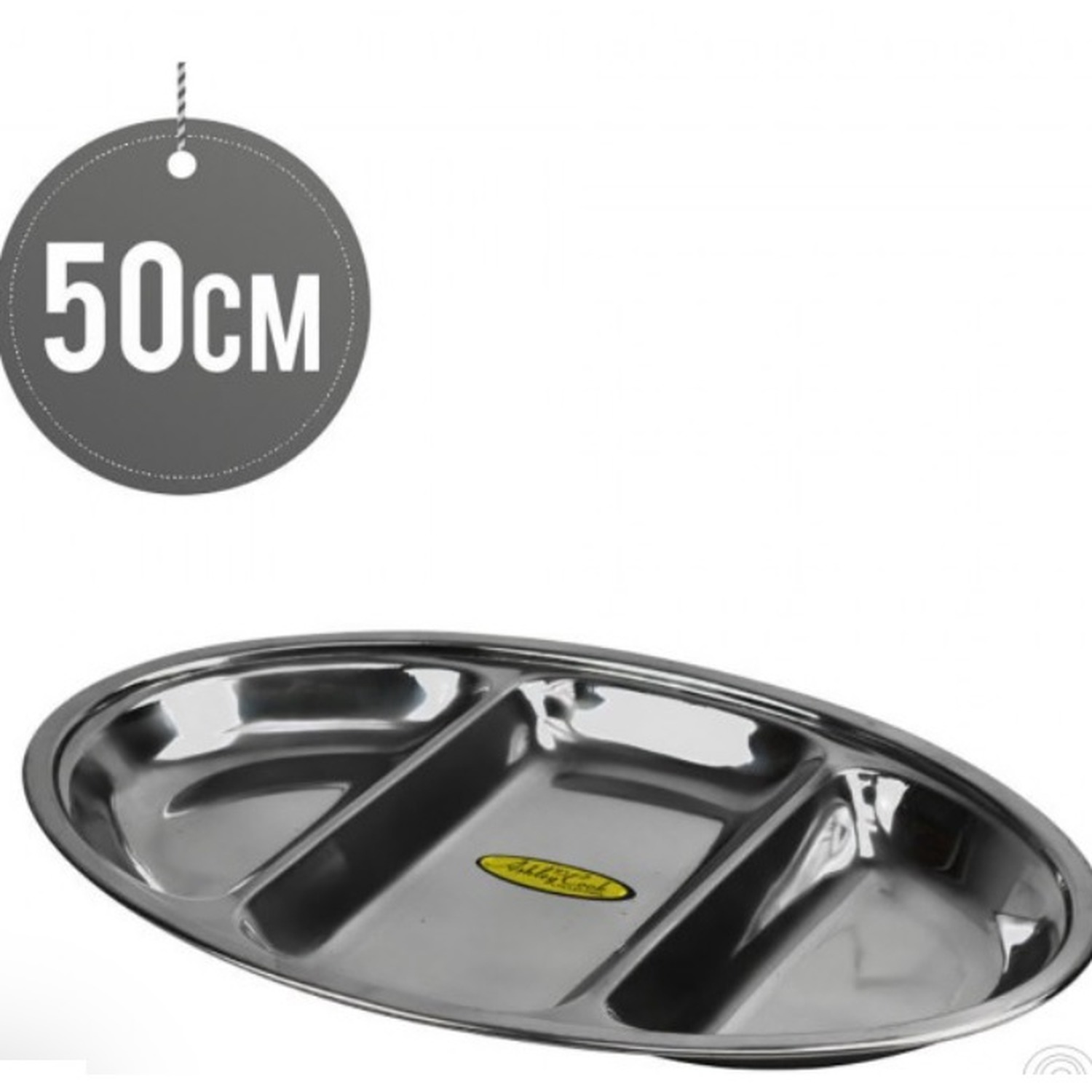 Image of 3 Compartment Stainless Steel Oval Plate&hellip;