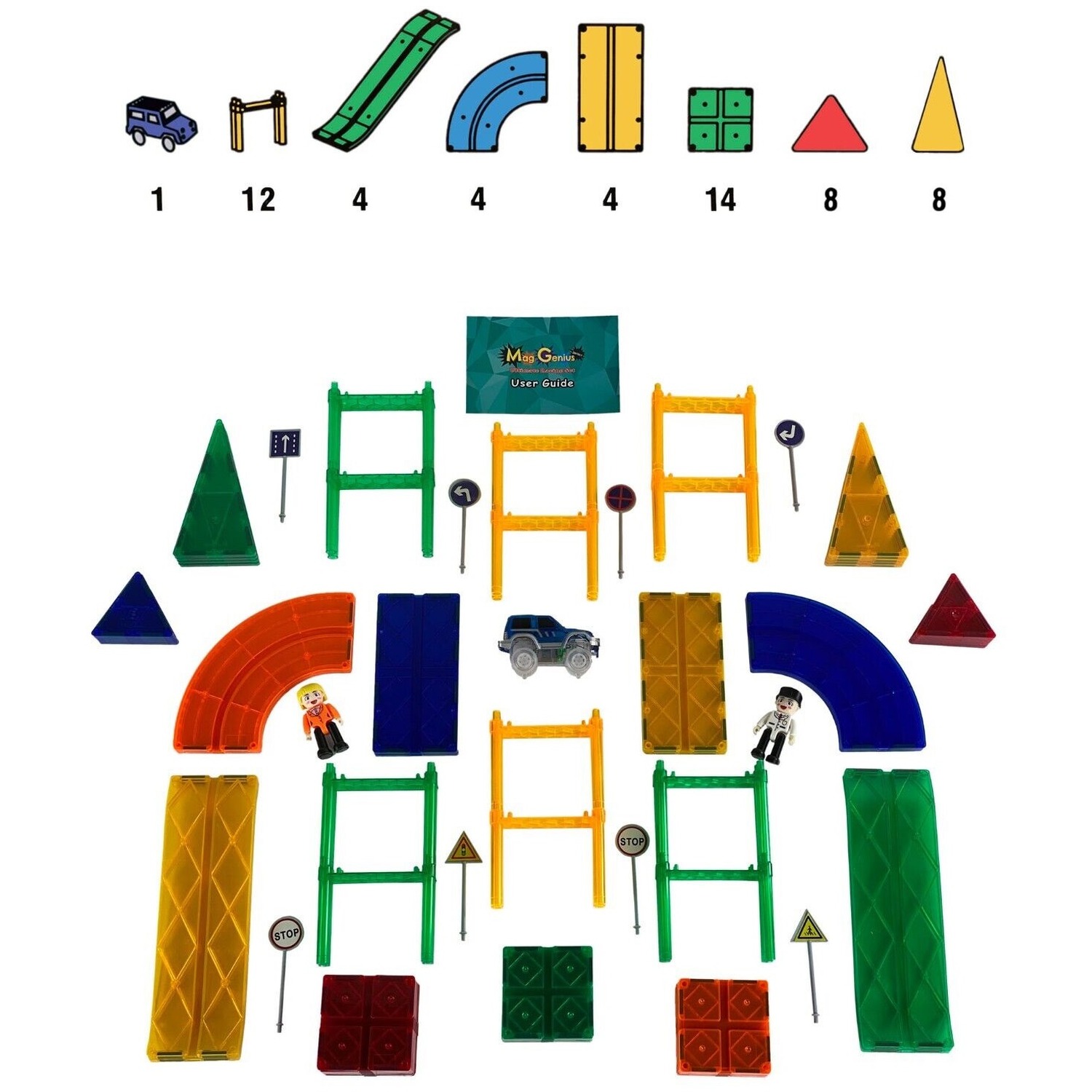 Mag-Genius Magnet Tiles 112 Piece Set – Building Toys For Kids Ages 2-8