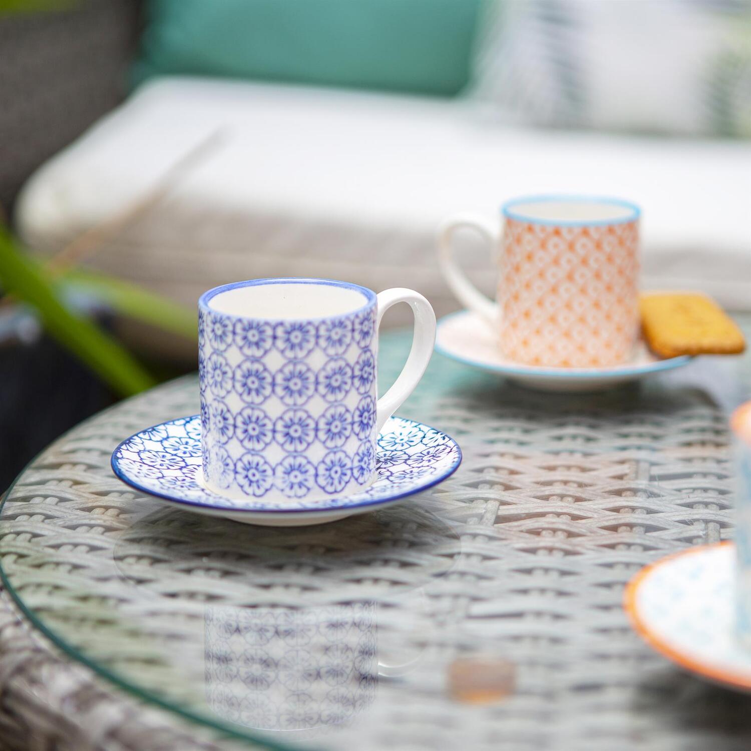 Image of 12 Piece Hand-Printed Espresso Cup and&hellip;
