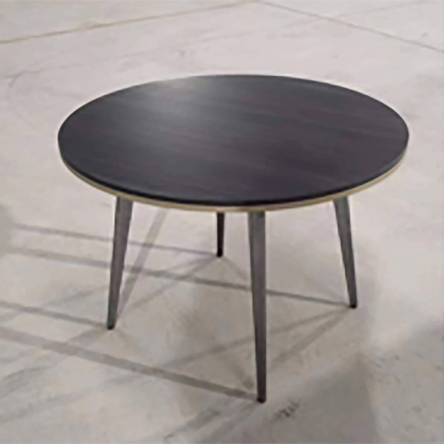 Koko Modern Melamine Oak Effect Round Kitchen Dining Table with Black Legs