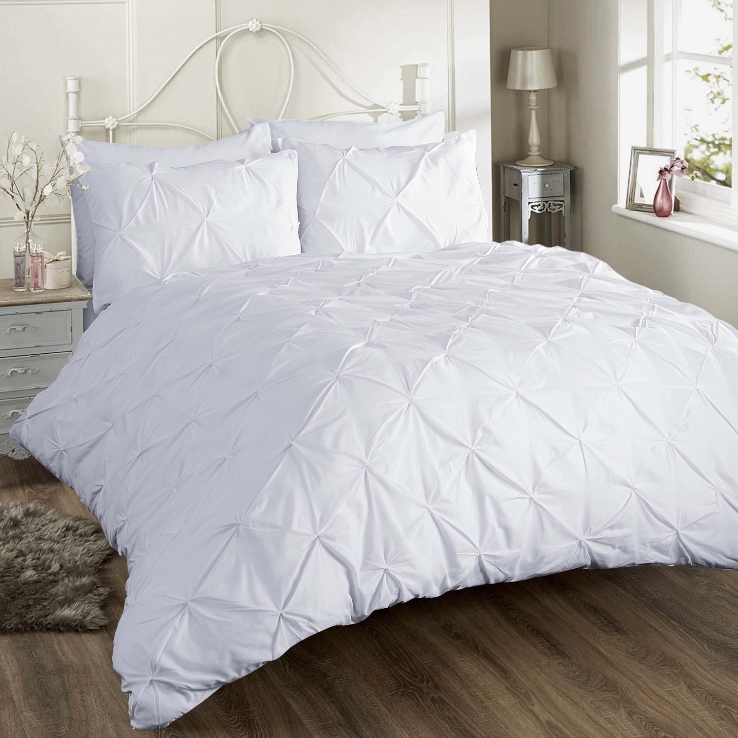 Chatsworth Pleated Duvet Cover Set - White Superking