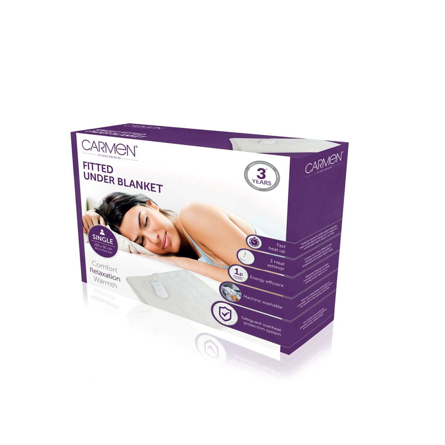 Single Fitted Electric Blanket - White