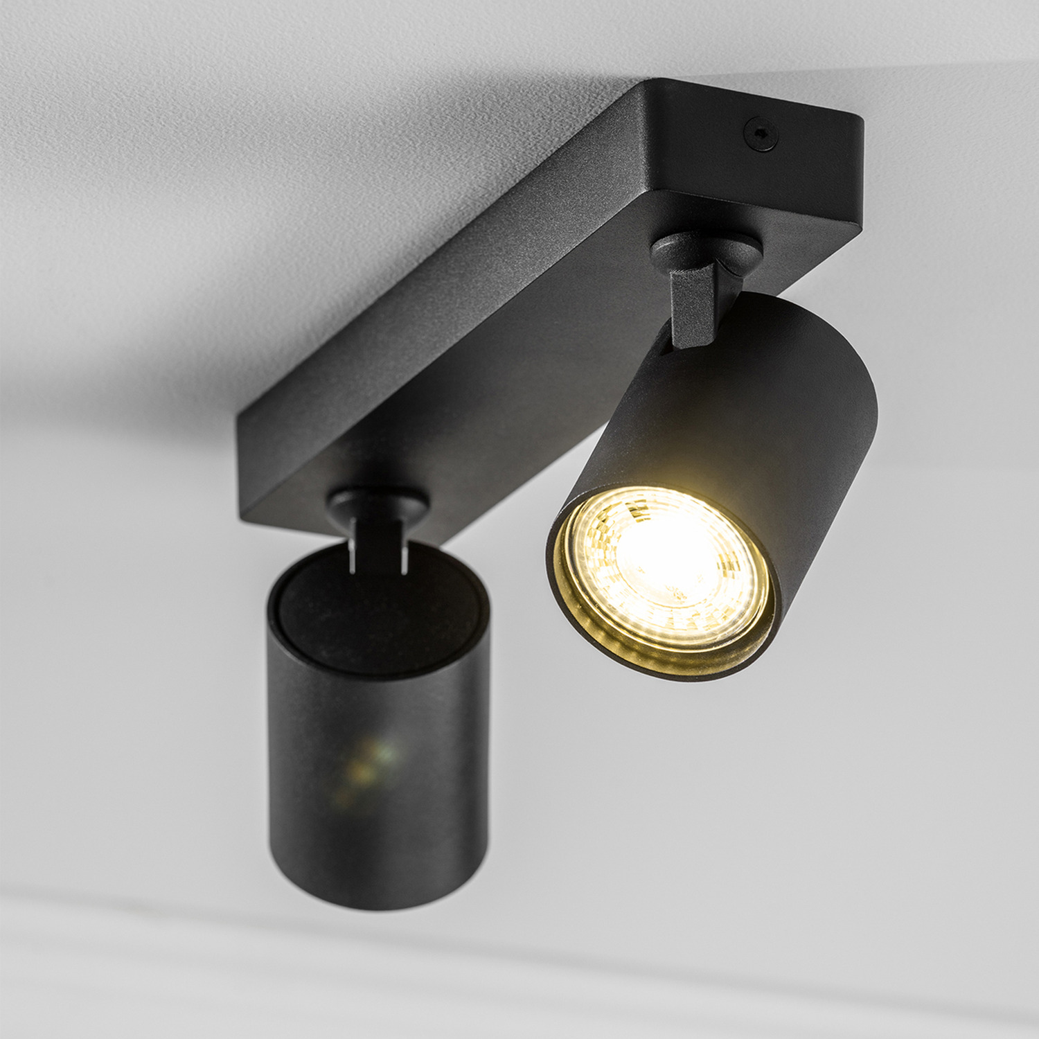 Cgc Nell Modern Twin Round Spotlight With Adjustable Head - Black