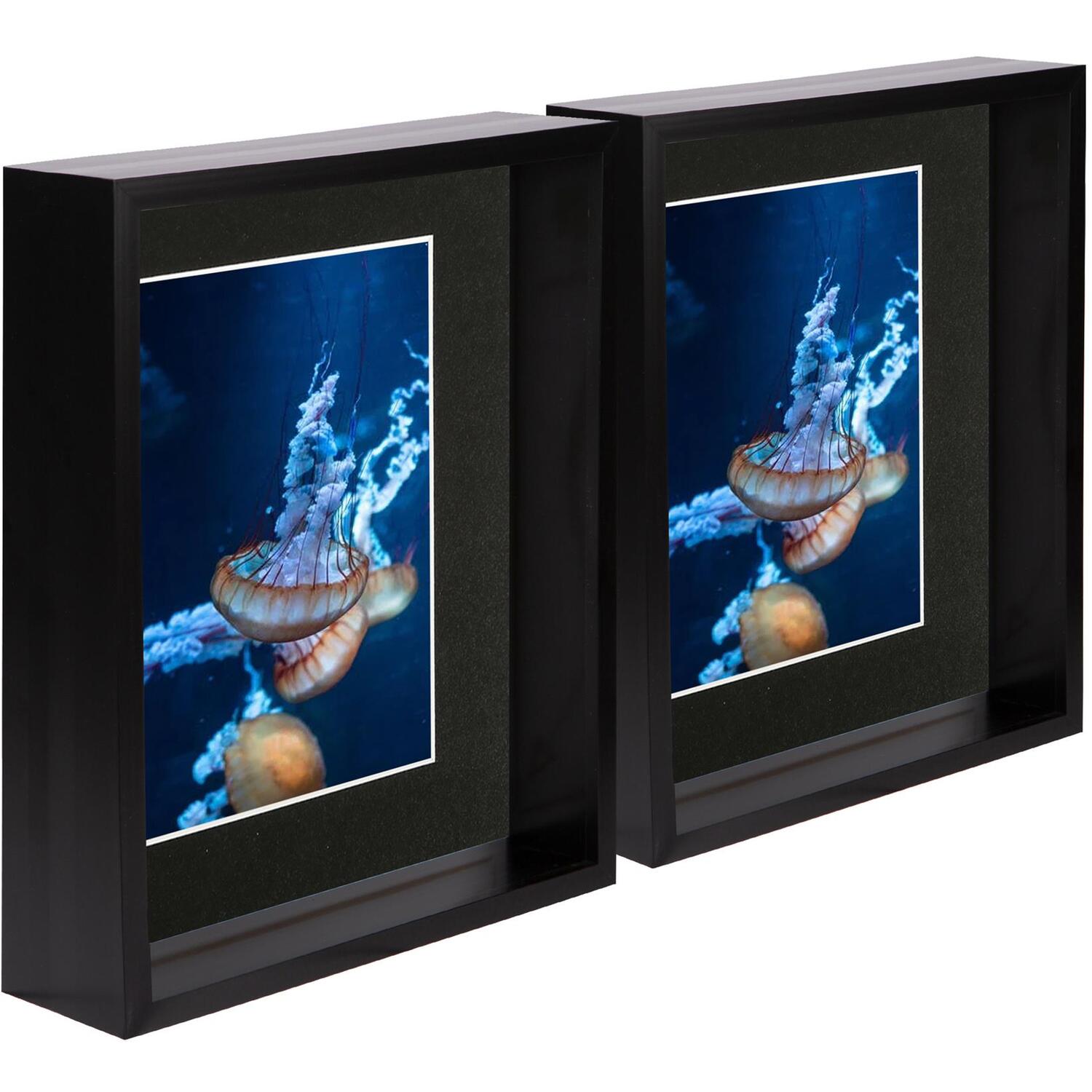 8" x 10" 3D Deep Box Photo Frames - 5" x 7" Mount - Pack of 5 - Black