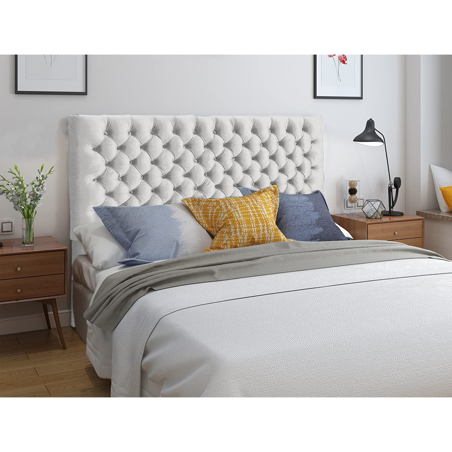 Simply Eleganza - Elba Plush 26 inch Strutted Headboard - Silver / Superking thumbnail