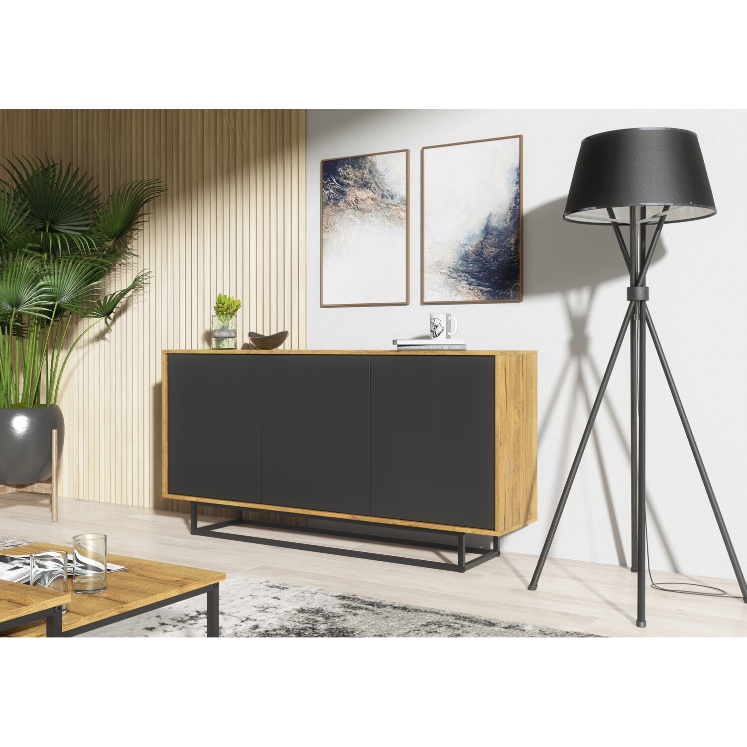 Halo Loft Style Sideboard - Oak Black