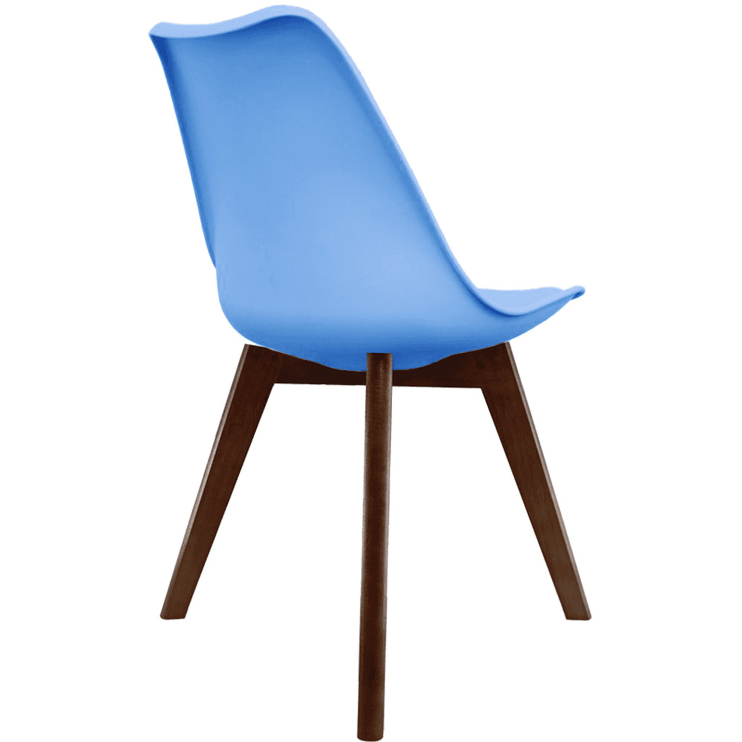 Soho Plastic Dining Chair With Squared Dark Wood Legs - Light Blue