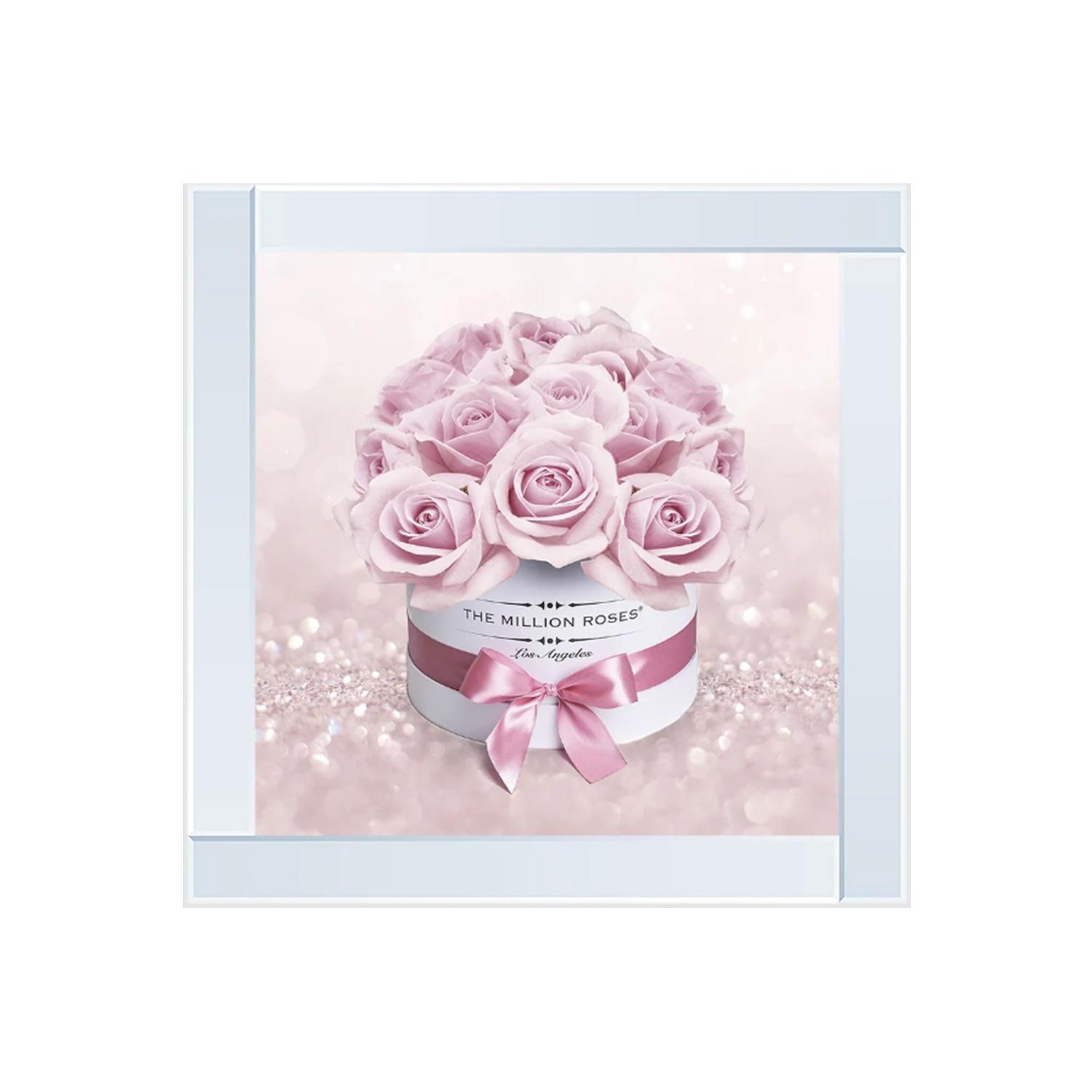 Pink Flower Box Glitter Liquid Wall Art Dcor - Silver