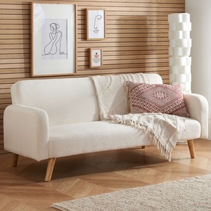 White Boucle Sofa Bed Birlea Micah 3 Seater Settee Fabric Click Clack