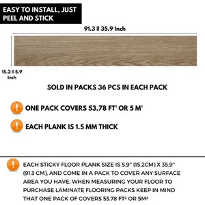 Beige Grey Self-Adhesive Floor Planks Pack of 36 Vinyl Flooring  shot 5718019