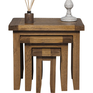 Rustic Oak Nest Of 3 Tables