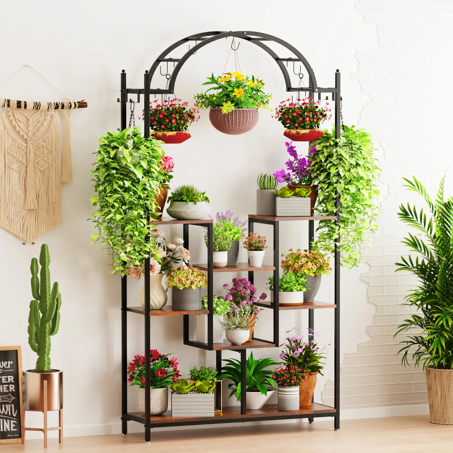 5 Tier Tall Plant Stand - Black
