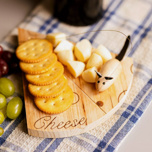 Wooden Cheese Board with Mouse