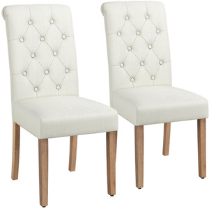 Beige Set of 2 Classic Padded High Back Dining Chair shot 6411624