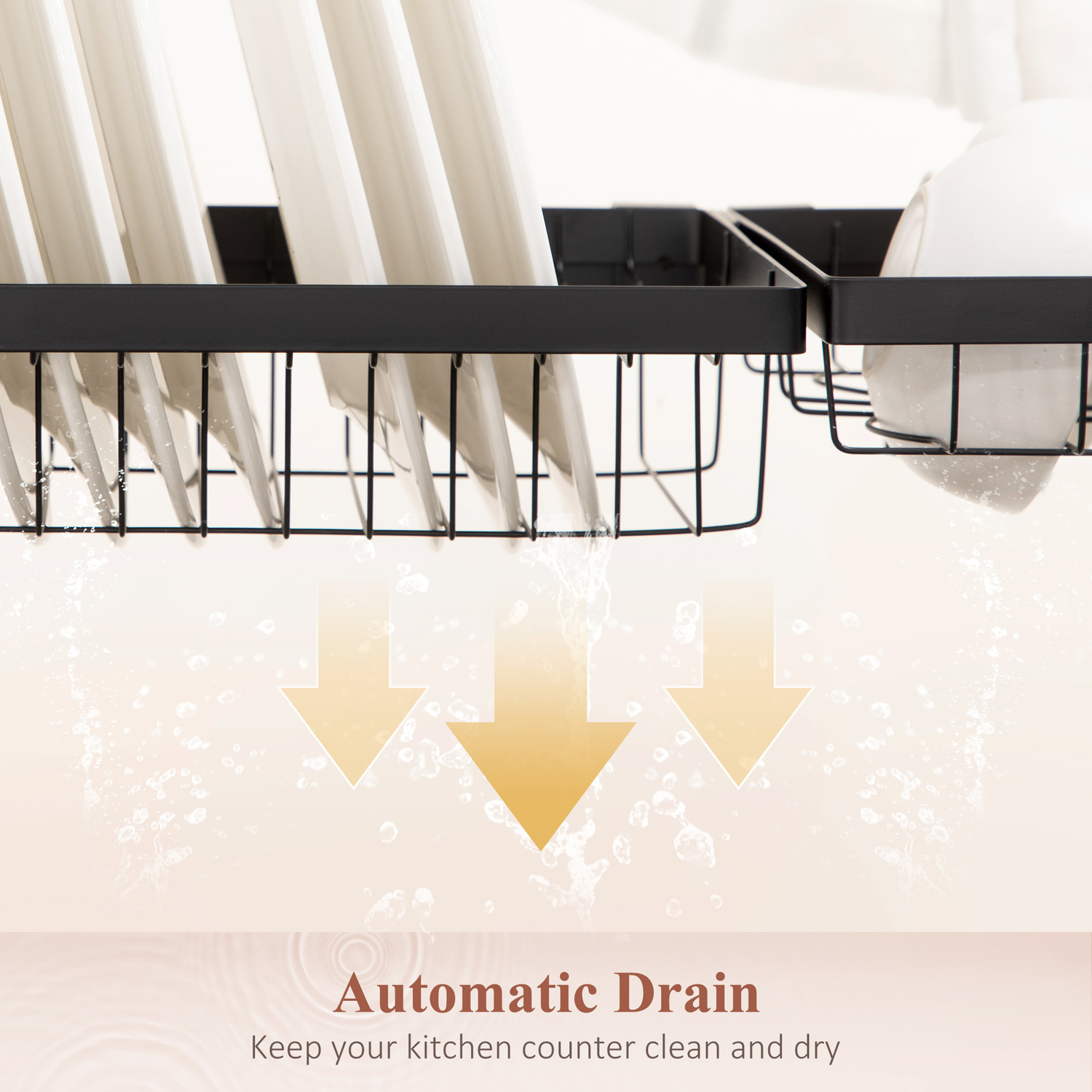 HOMCOM Space Saving 2 Tier Over The Sink Dish Drainer Rack