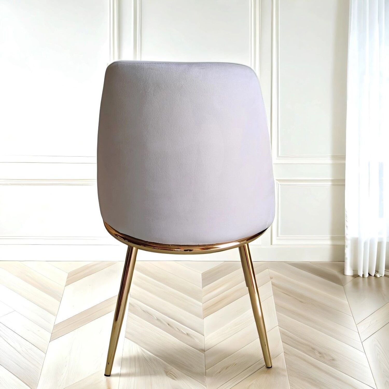 Riviera Luxury Velvet Dining Chair - Grey 4 Metal Velvet