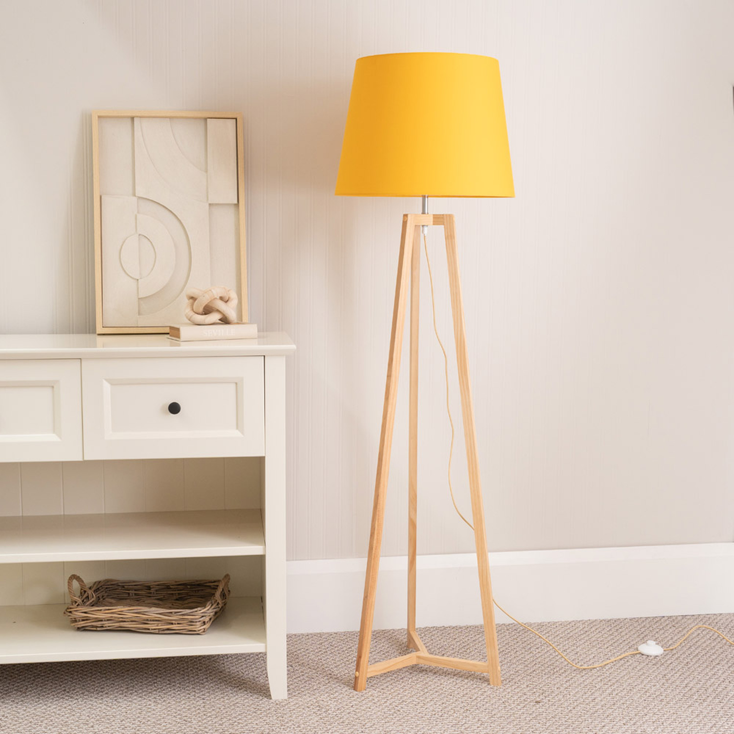 Image of Lottie Natural Floor Lamp with Tapered&hellip;