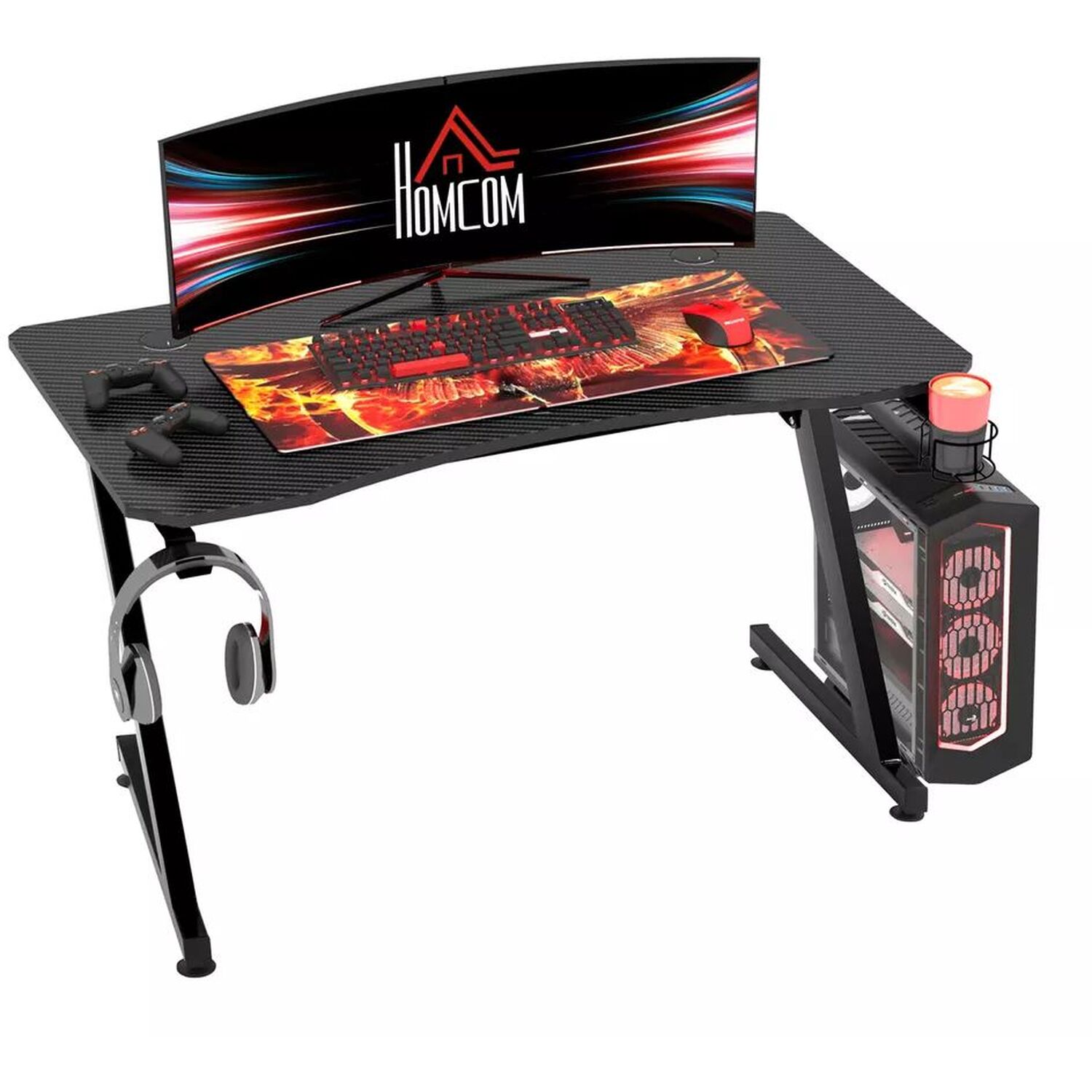 Textured Black Gaming Desk - Black