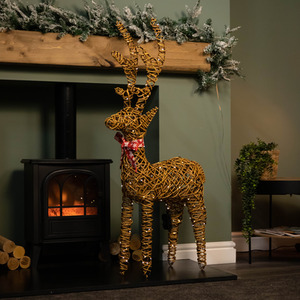 Battery Operated Light up Rattan Christmas Reindeer with 120 LEDs
