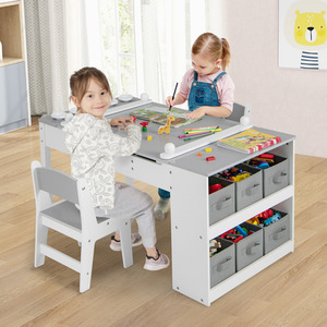 2-in-1 Kids Art Table Chair Art Easel Set