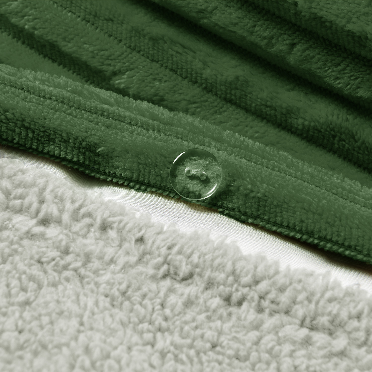 Plush Cord Olive With Teddy Cosy Soft Fleece Reverse Duvet Set - Olive 1 Duvet Cover 1 Pillowcase Single