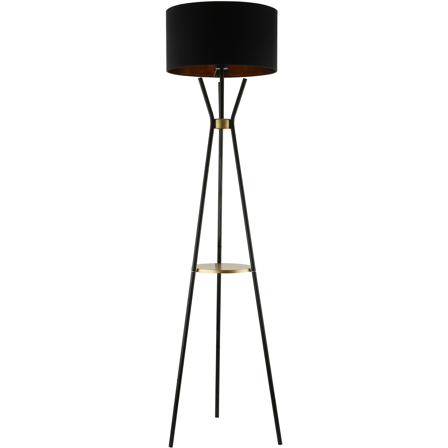 Camden Floor Lamp With Shelf - Black And Gold