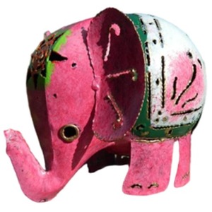 Standing Tea Light Holder - Pink Elephant