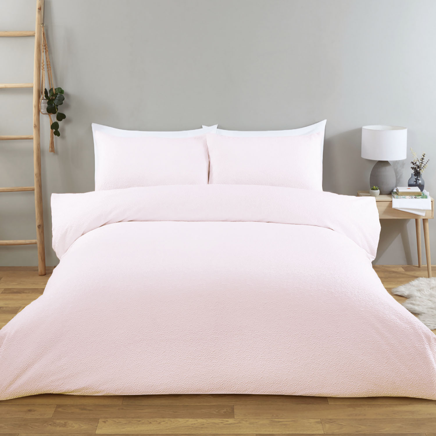Elise Crinkle Duvet Set - Pink / King