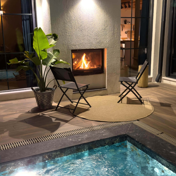 Nature Collection Checkered Circle Outdoor Rug