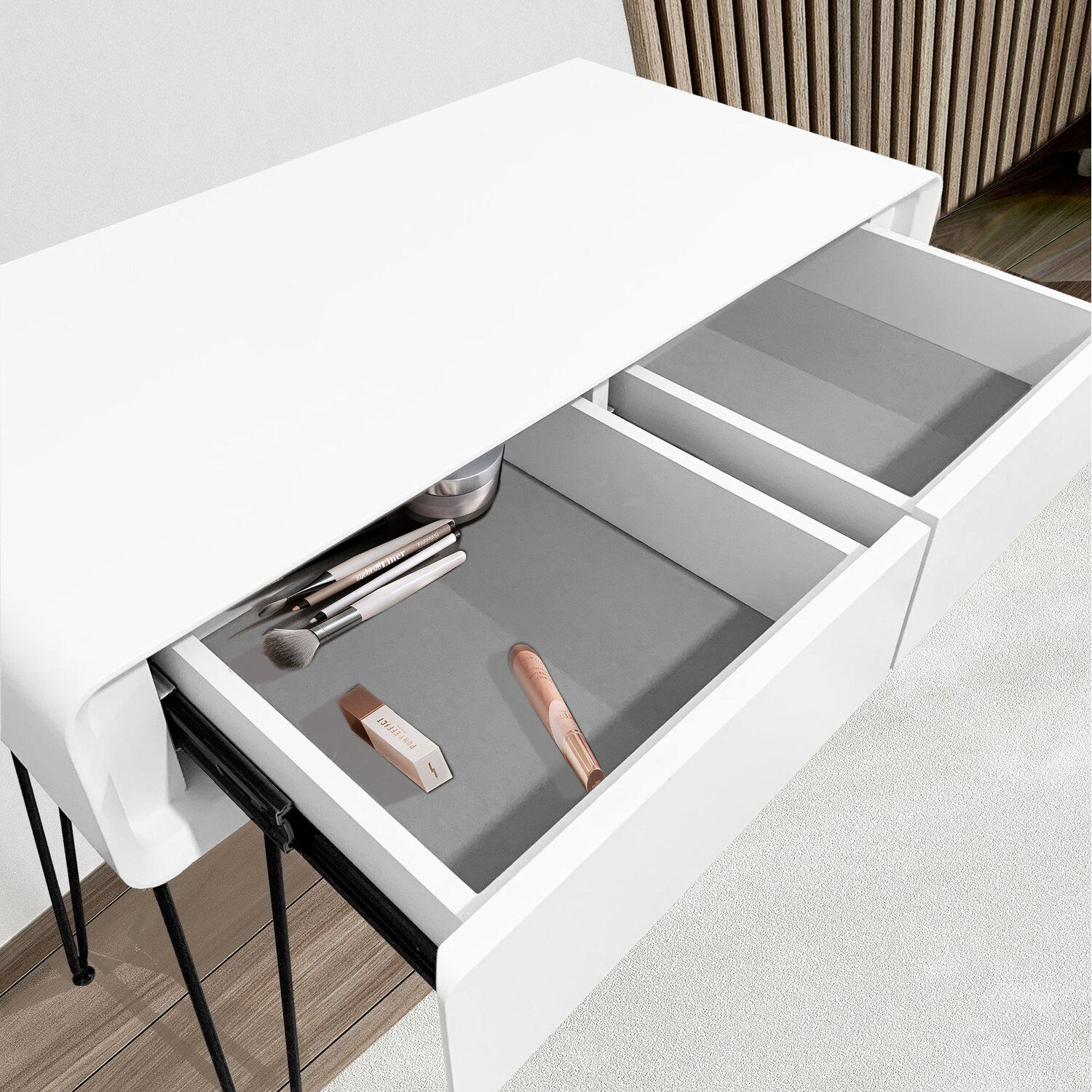 Piper 2 Drawers Dressing Table - White Black