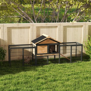 PawHut Wooden Outdoor with Steel Run