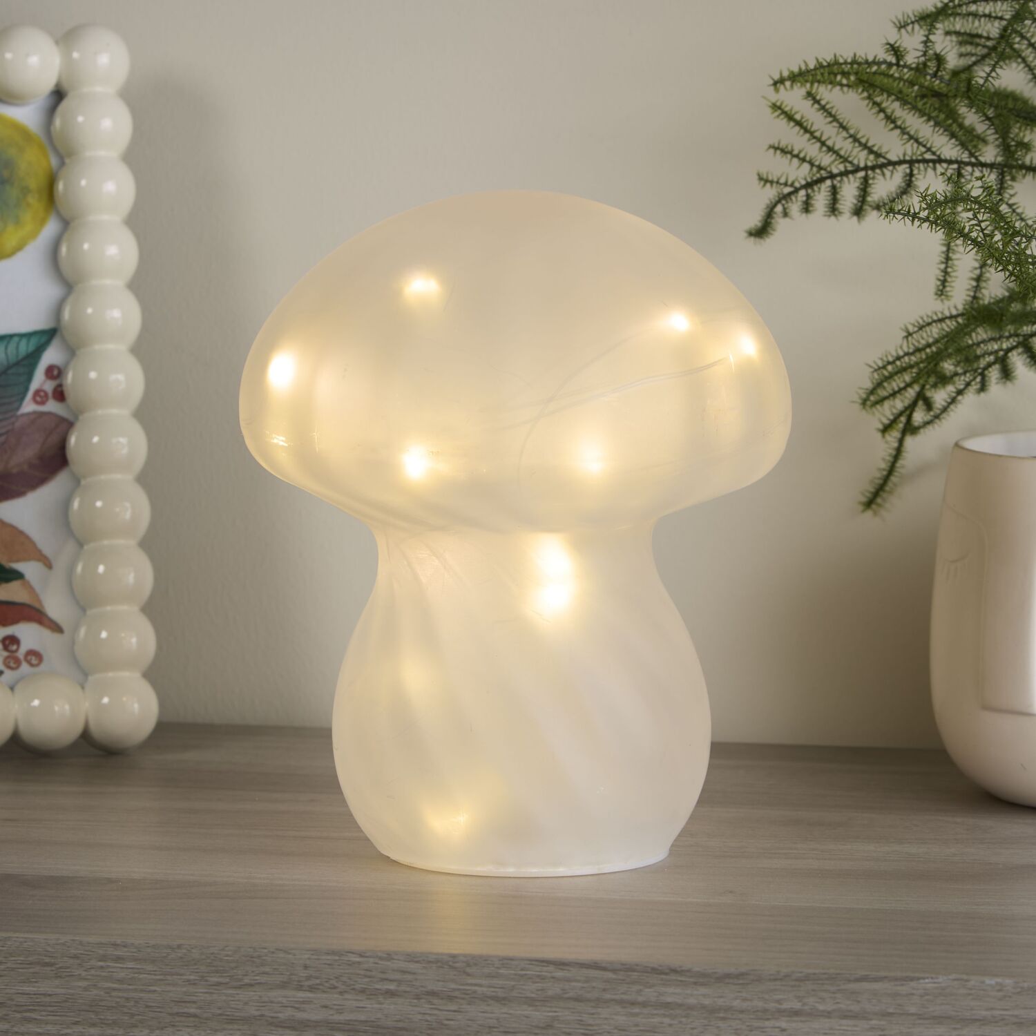 White Frosted Led Mushroom Lamp - White
