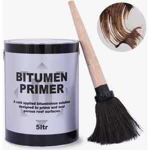 Bitumen Primer 5L with Brush - Quick-Drying, Waterproof, for Concrete and Metal