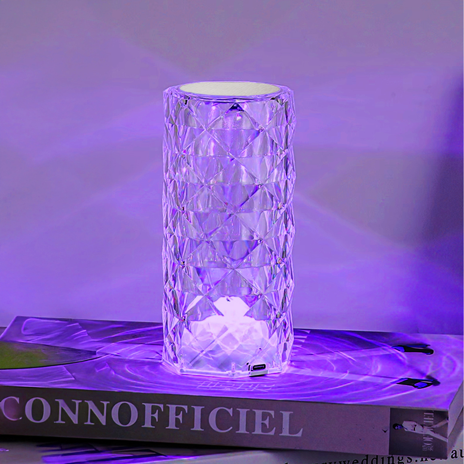 Multicolor LED Crystal Table Lamp with Remote Control - Transparent / 7cm