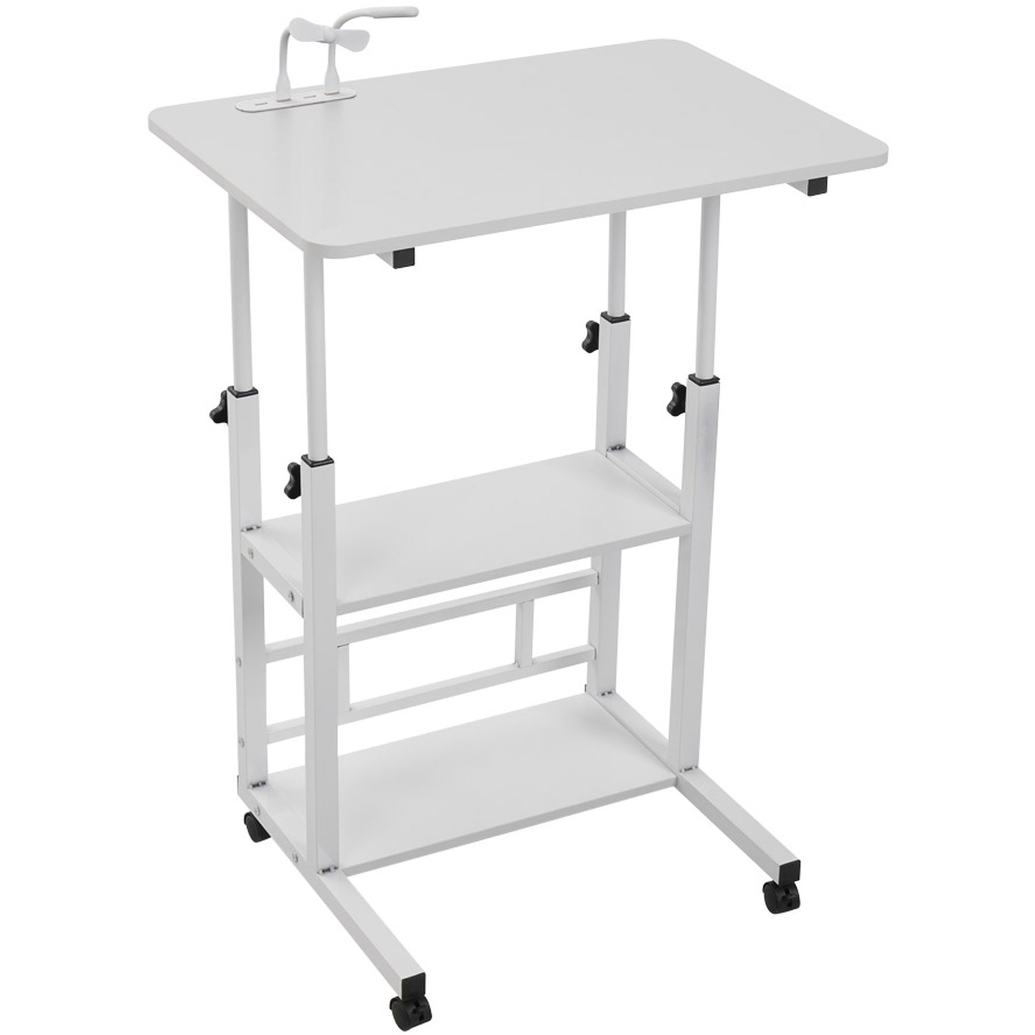 Overarching Table Height Adjustable Mobile Overbed Table with Wheels