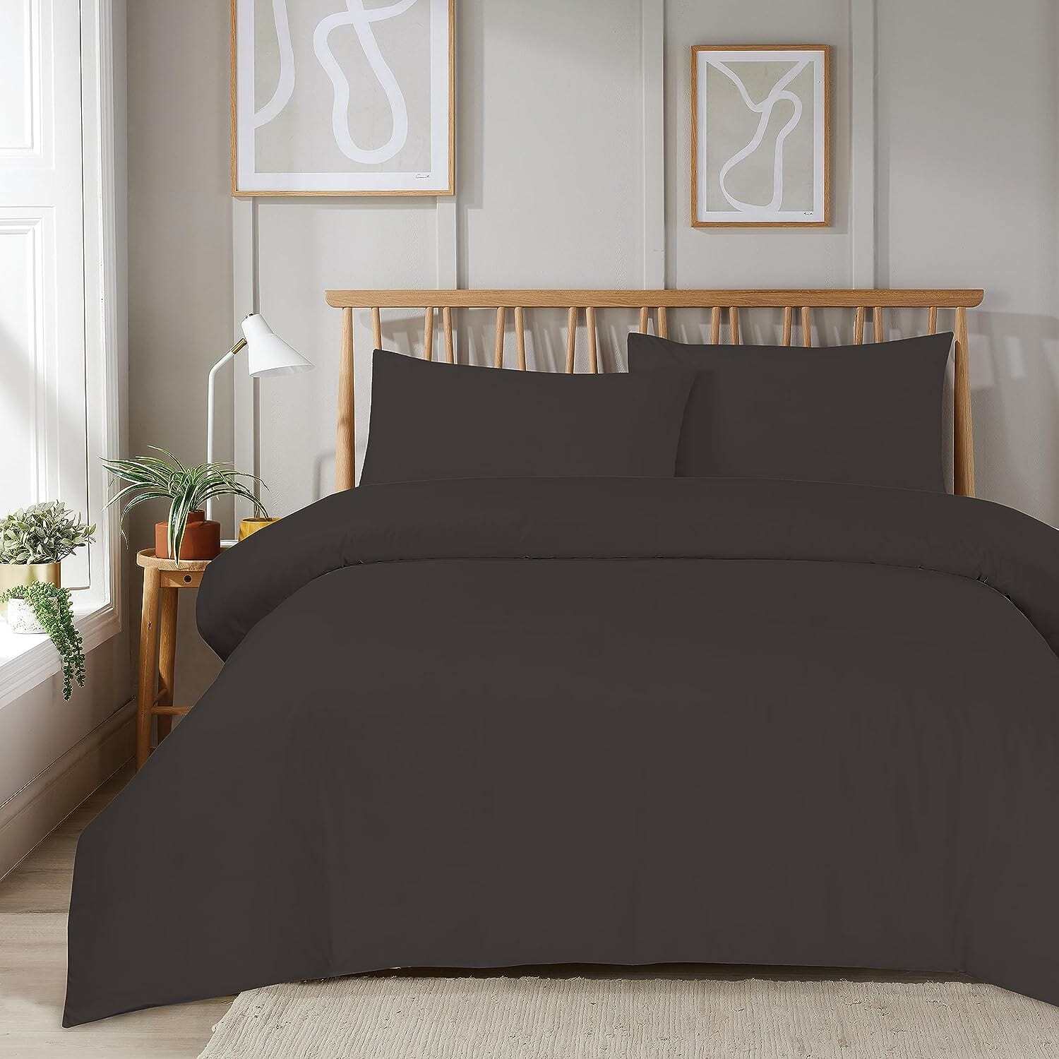 Super Soft Plain Duvet Set - Grey Single