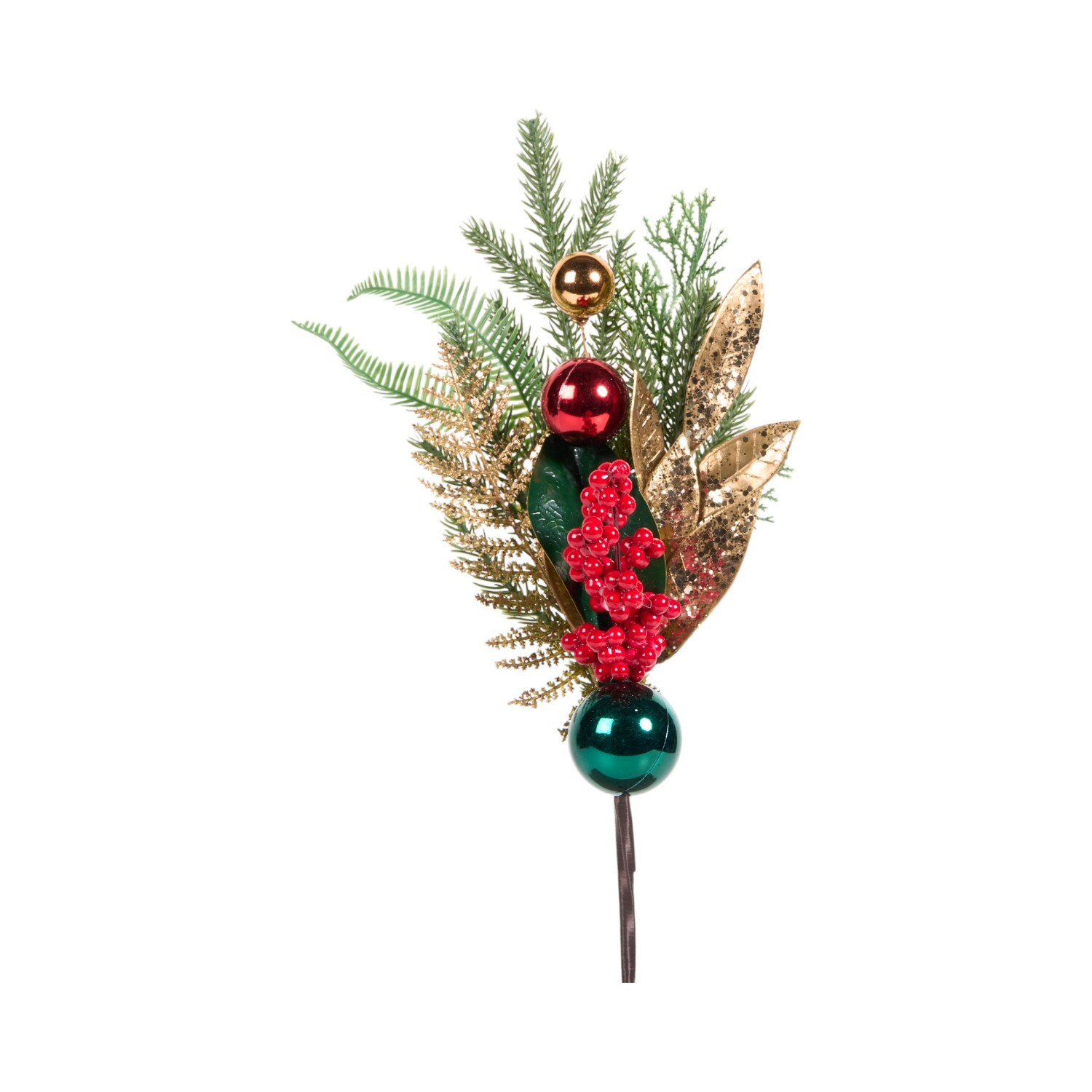 Sleigh Bells Ring Traditional Festive Bauble Pick - Green