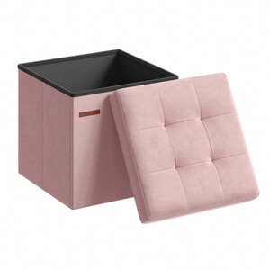 SONGMICS Velvet Storage Ottoman with Tufting