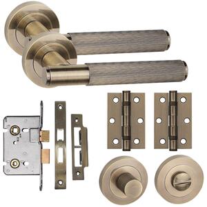Straight T-Bar Linear Bathroom Door Handle Set Hinges
