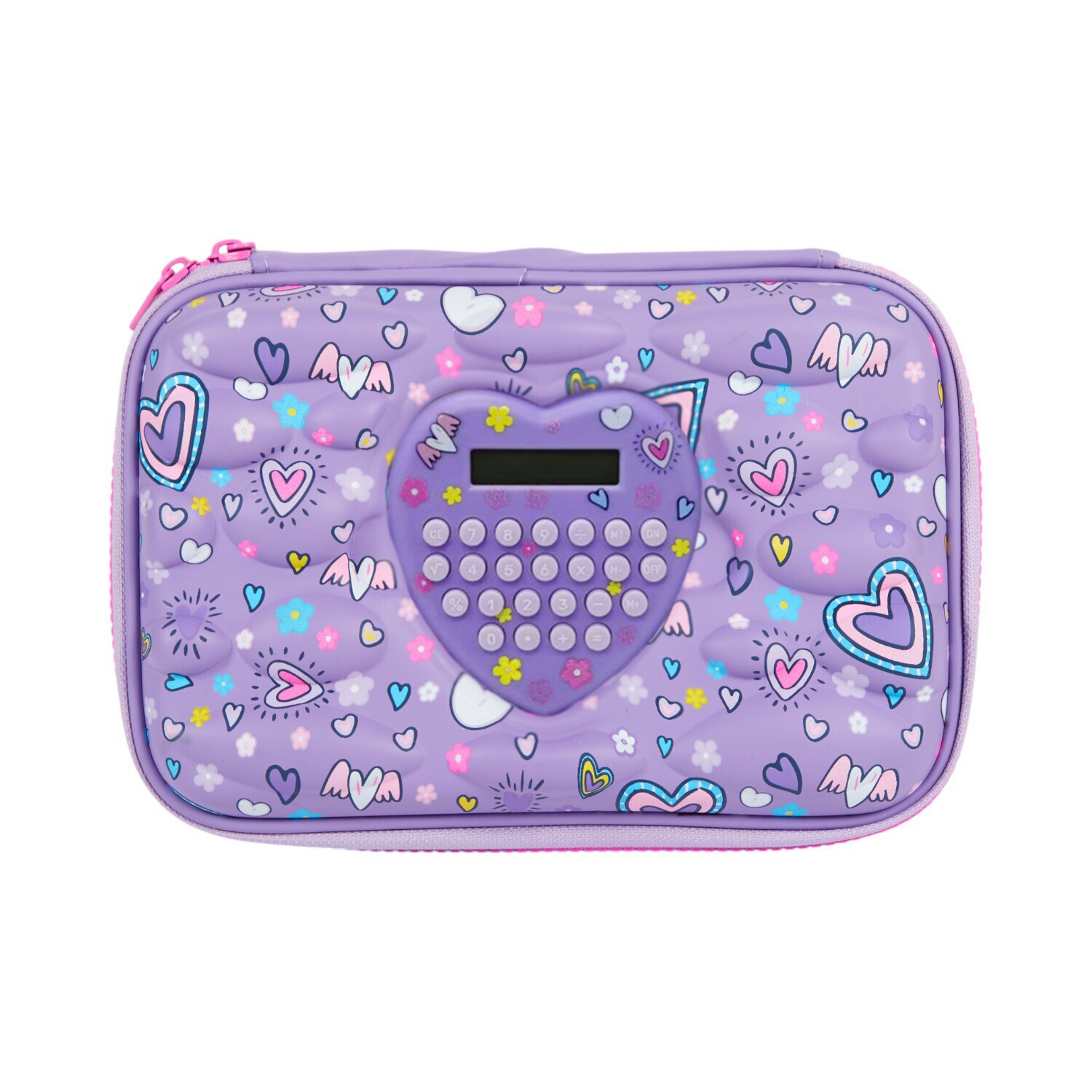 Purple Heart Calculator Pencil Case