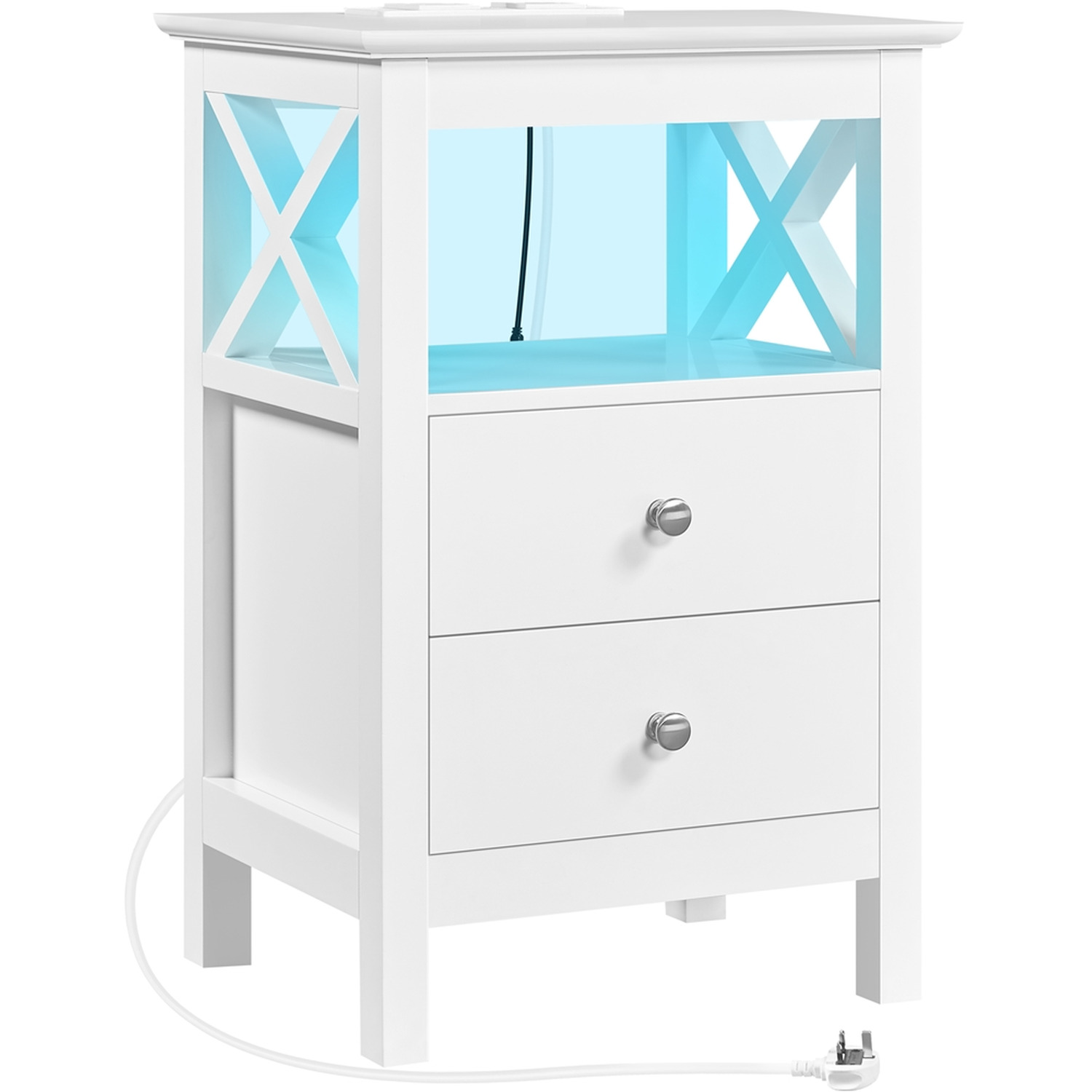 Yaheetech Side Table Bedside Table With 2 Drawer - White 10 5kg